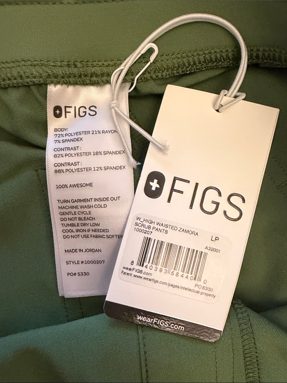 NWT Figs Zamora High Waisted Sage Green Scrub Pants Joggers - Picture 10 of 12